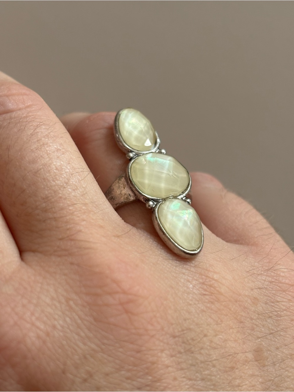 Lucky Brand Vertical Mother of Pearl Style Trio Ring
